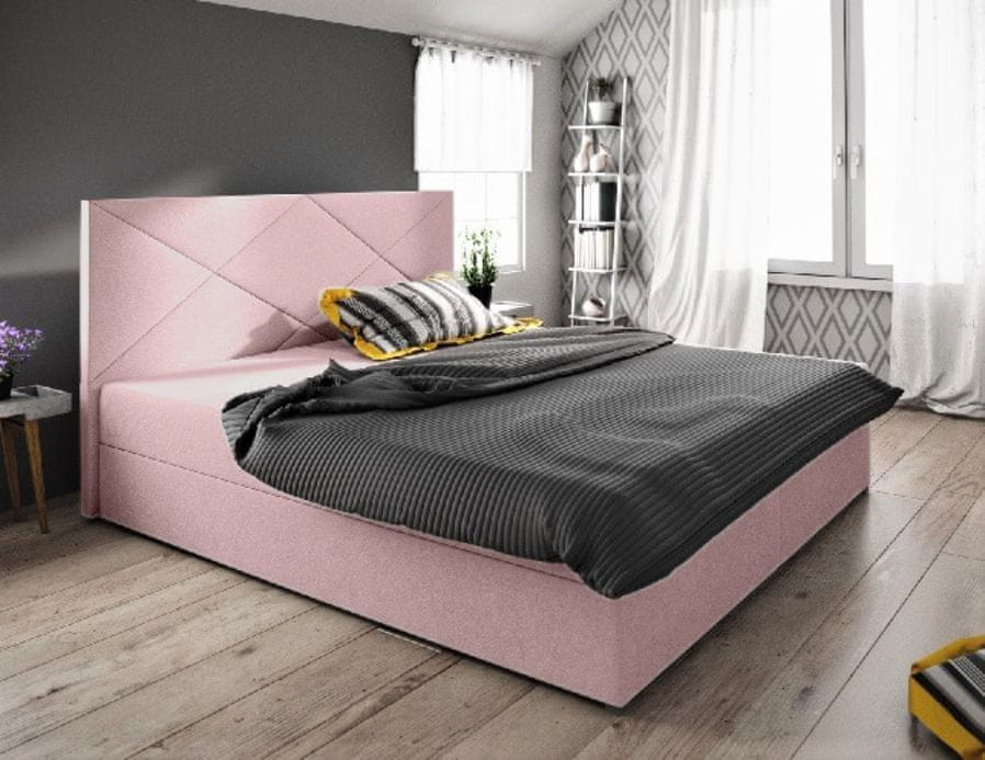 Veneti Manželská posteľ s úložným priestorom STIG 4 - 180x200, ružová