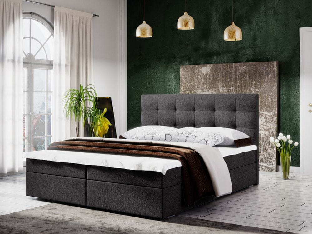 Veneti Manželská posteľ s úložným priestorom STIG 5 - 160x200, šedá