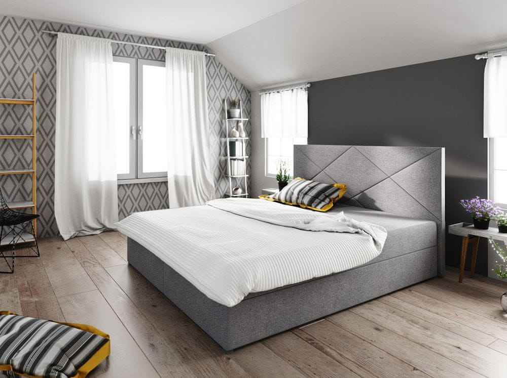 Veneti Jednolôžková posteľ s úložným priestorom STIG COMFORT 4 - 120x200, svetlo šedá