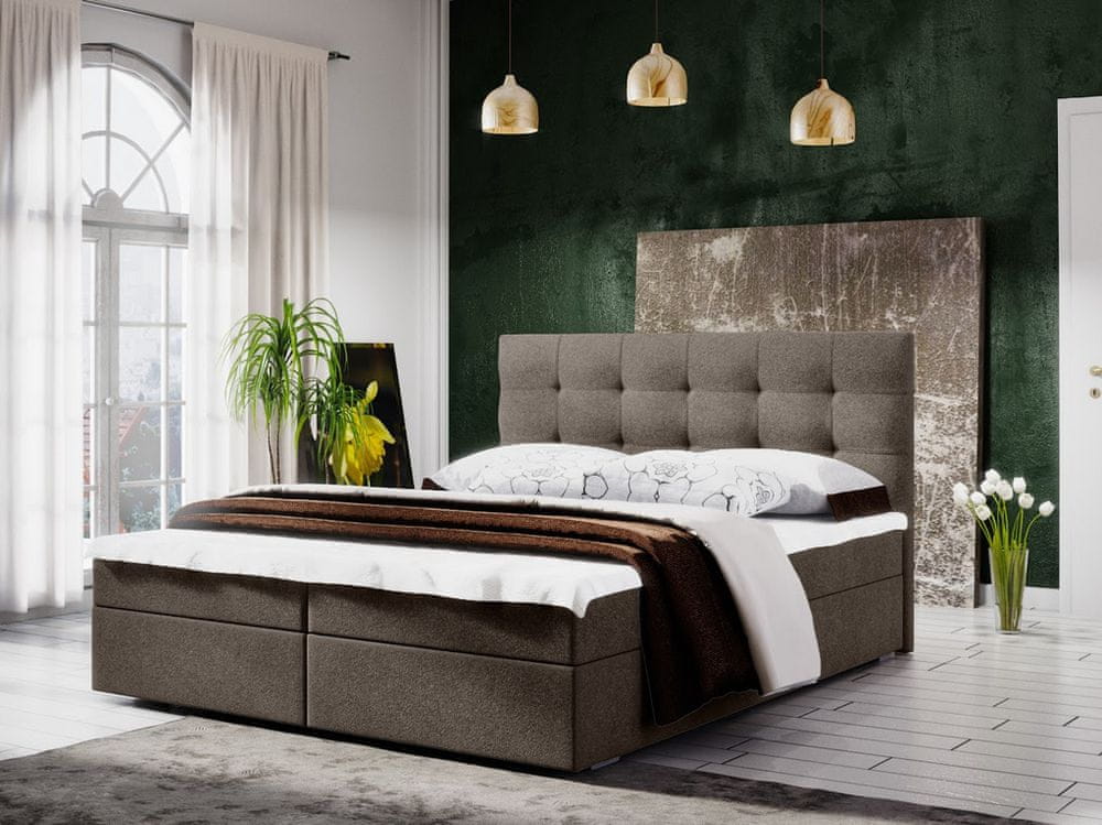 Veneti Manželská posteľ s úložným priestorom STIG 5 - 160x200, svetlo hnedá