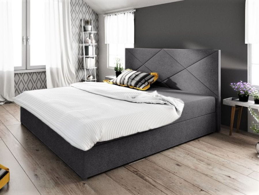 Veneti Manželská posteľ s úložným priestorom STIG 4 - 160x200, šedá