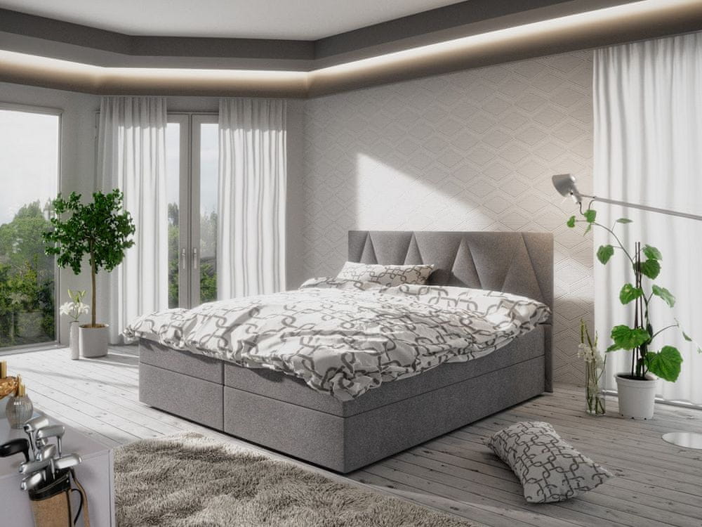 Veneti Manželská posteľ s úložným priestorom STIG 3 - 200x200, svetlo šedá