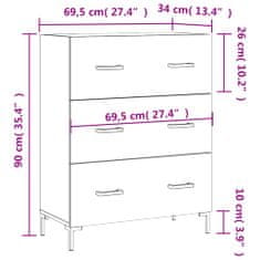 Vidaxl Komoda sivý dub sonoma 69,5x34x90 cm kompozitné drevo