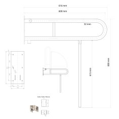 SAPHO Nástenné madlo ĽAVÉ 810x550mm, biela (301112044) XH521 - Sapho