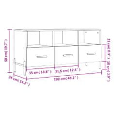 Vidaxl TV skrinka sivý dub sonoma 102x36x50 cm kompozitné drevo