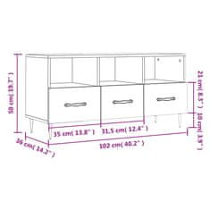 Vidaxl TV stolík biely 102x36x50 cm kompozitné drevo