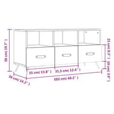 Vidaxl TV skrinka lesklá biela 102x36x50 cm spracované drevo