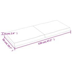 Vidaxl Stolová doska tmavohnedá 120x50x(2-6)cm ošetrený masív hrany