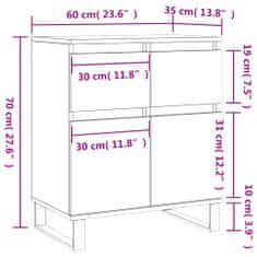 Vidaxl Komoda biela 60x35x70 cm spracované drevo