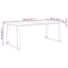 Petromila vidaXL Jedálenský stôl so živými hranami 200x90x75 cm akáciový masív