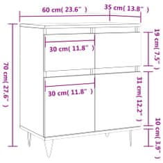 Vidaxl Komoda hnedý dub 60x35x70 cm spracované drevo