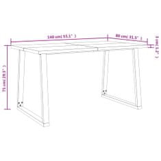 Petromila vidaXL Jedálenský stôl so živými hranami 140x80x75 cm akáciový masív