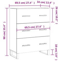 Petromila vidaXL Komoda hnedý dub 69,5x34x90 cm kompozitné drevo