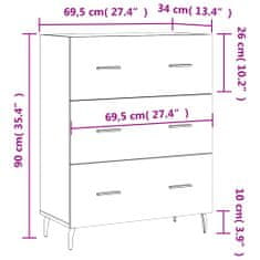 Petromila vidaXL Komoda čierna 69,5x34x90 cm kompozitné drevo