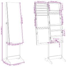 Vidaxl Zrkadlová voľne stojaca skrinka na šperky čierna 42x38x152 cm