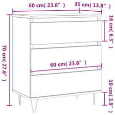 Vidaxl Komoda sivý dub sonoma 60x35x70 cm spracované drevo