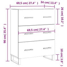 Petromila vidaXL Komoda čierna 69,5x34x90 cm kompozitné drevo