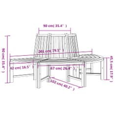 Vidaxl Lavičky okolo stromu 2 ks polkruhové Ø201 cm teakový masív