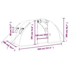 Vidaxl Fóliovník s oceľovým rámom biely 8 m² 4x2x2 m