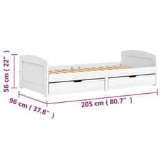 Vidaxl Denná posteľ s 2 zásuvkami IRUN biela 90x200cm masívna borovica