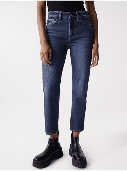 Salsa Collection Modré dámske skrátené slim fit rifle Salsa Jeans True