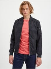 Jack&Jones Čierny pánsky bomber v semišovej úprave Jack & Jones Rocky S