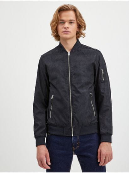 Jack&Jones Čierny pánsky bomber v semišovej úprave Jack & Jones Rocky