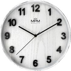 MPM QUALITY Nástenné hodiny Beta E01.4051.00, biele 30,5 cm