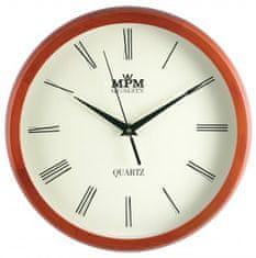 MPM QUALITY Nástenné hodiny, 2471.51.W - hnedá svetlá, 27cm