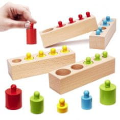 KIK Montessori drevené valcové závažie farebné KX6290