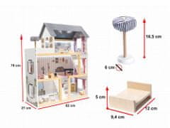 KIK MDF drevený domček pre bábiky + nábytok 78 cm čierný LED KX6201