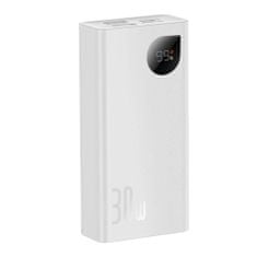 BASEUS Power Bank Adaman2 with Digital Display, Fast Charge, C+U+U, PD 3.0, QC 3.0, SCP, 30W, 10000 mAh, biela (PPAD040002)