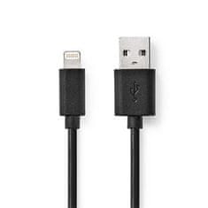 Nedis CCGL39300BK20 - Lightning Kábel| Apple Lightning 8pinový | USB-A Zástrčka | 2 m | Pocínovaná meď / Čierna