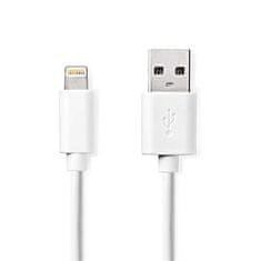 Nedis CCGL39300WT20 - Lightning Kábel| Apple Lightning 8pinový | USB-A Zástrčka | 2 m | Pocínovaná meď / Biela