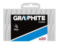 Graphite Skrutkovacie bity PH2 x 25 mm, 20 ks.