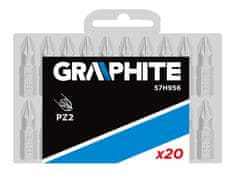 Graphite Skrutkovacie bity PZ2 x 25 mm, 20 ks.