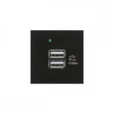 Maclean USBx2 zásuvka s Maclean nabíjačkou, dvojitá, 2,1A rýchle nabíjanie, čierna, MCE728B