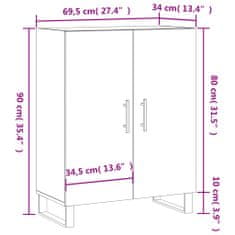 Vidaxl Komoda sivý dub sonoma 69,5x34x90 cm kompozitné drevo