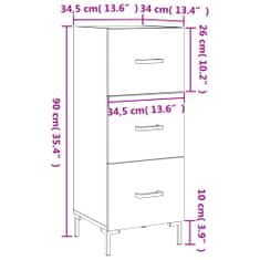 Petromila vidaXL Komoda dub sonoma 34,5x34x90 cm spracované drevo