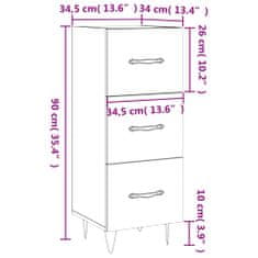 Vidaxl Komoda hnedý dub 34,5x34x90 cm spracované drevo