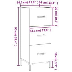 Vidaxl Komoda sivý dub sonoma 34,5x34x90 cm spracované drevo