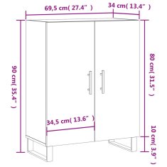 Petromila vidaXL Komoda dymový dub 69,5x34x90 cm kompozitné drevo