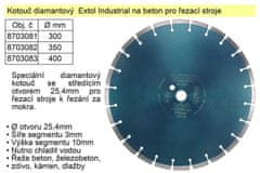 Extol Industrial Kotúč diamantový Extol Industrial na betón 350mm segmentový pre rezacie stroje