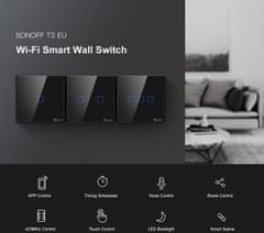 Sonoff Chytrý vypínač WiFi + RF 433 T3 EU TX (3-channels) čierna