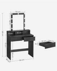 Songmics Kozmetický toaletný stolík Velisa 145 cm čierny