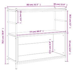 Vidaxl Knižnica dub sonoma 80x32x78,5 cm kompozitné drevo a železo