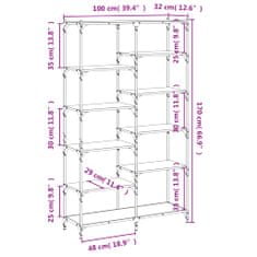Vidaxl Knižnica dub sonoma 100x32x170 cm kompozitné drevo a železo