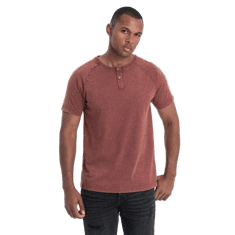 OMBRE Pánske tričko henley s výstrihom bordová V3 S1757 MDN123070 L