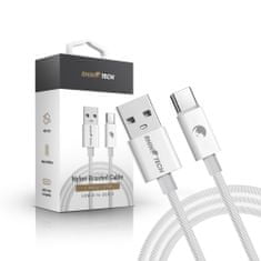 RhinoTech kábel s nylonovým opletom USB-A na USB-C 27W 1M RTACC385, biela