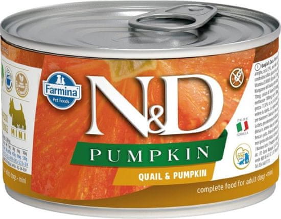 N&D PUMPKIN Dog konz. Quail & Pumpkin Mini 140 g